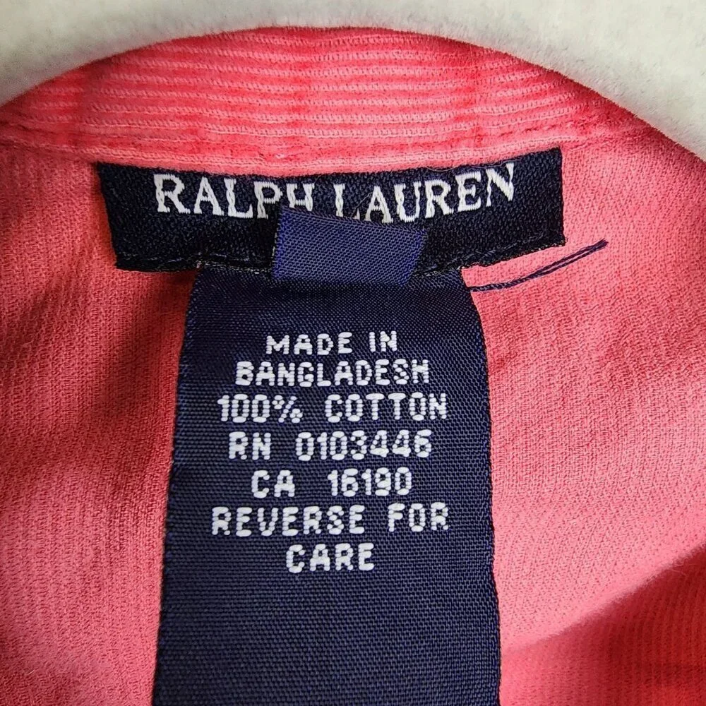 Ralph Lauren Girls Pink Corduroy Blazer Jacket Size 5 School Preppy